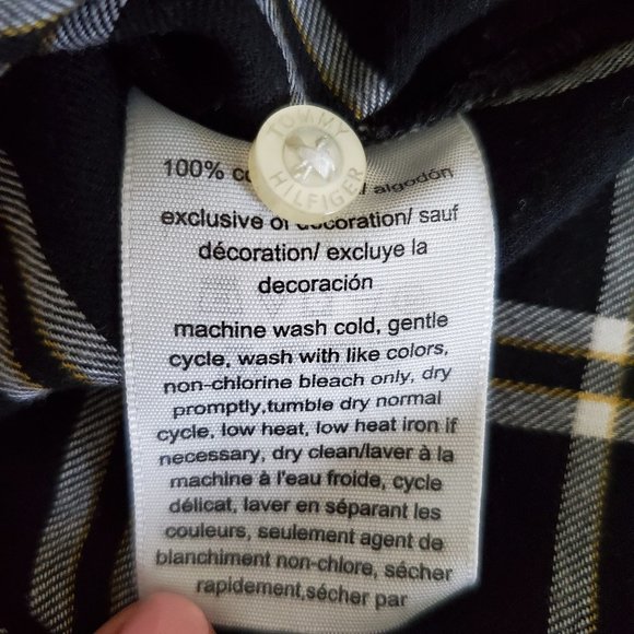 Tommy Hilfiger women's black plaid flannel button down size large - Picture 4 of 10